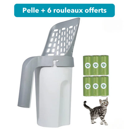 Pelle à litière pour chat 2 en 1 avec réservoir intégré